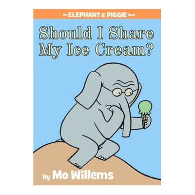 Book cover of an elephant wearing glasses and holding an ice cream cone sitting ontop of a hill. At the top it stats 