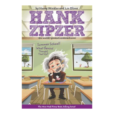 Book cover of three cows and a roaster trying to type on a type writer with a purple background. Title 