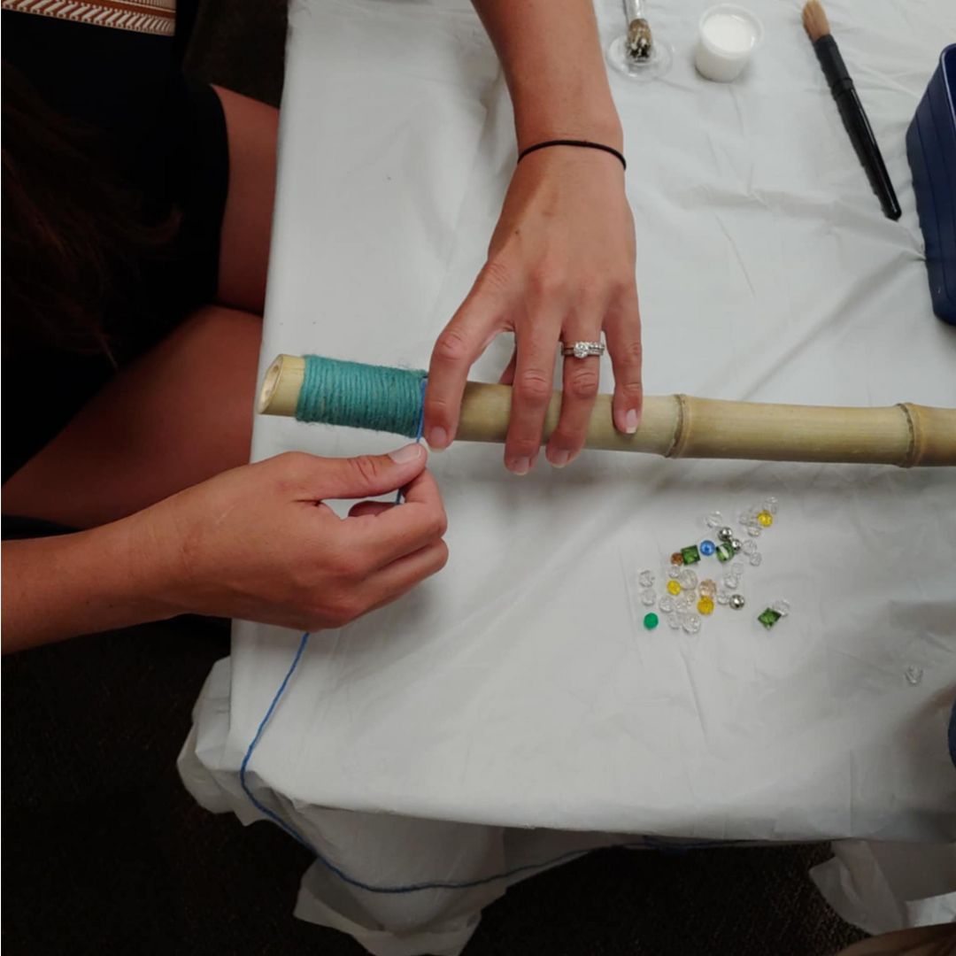 Wrapping string around bamboo