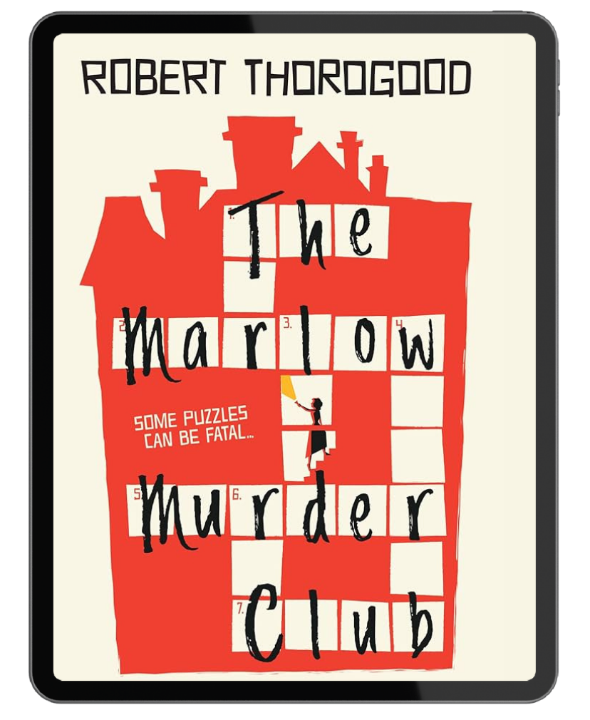 Book cover for The Marlow Murder Club on an iPad