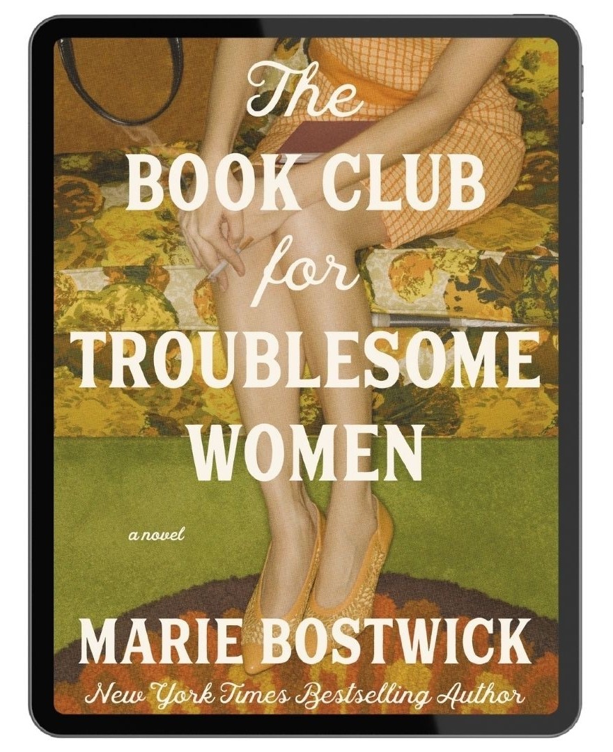 Book cover of The Marlow Murder Club on an iPad